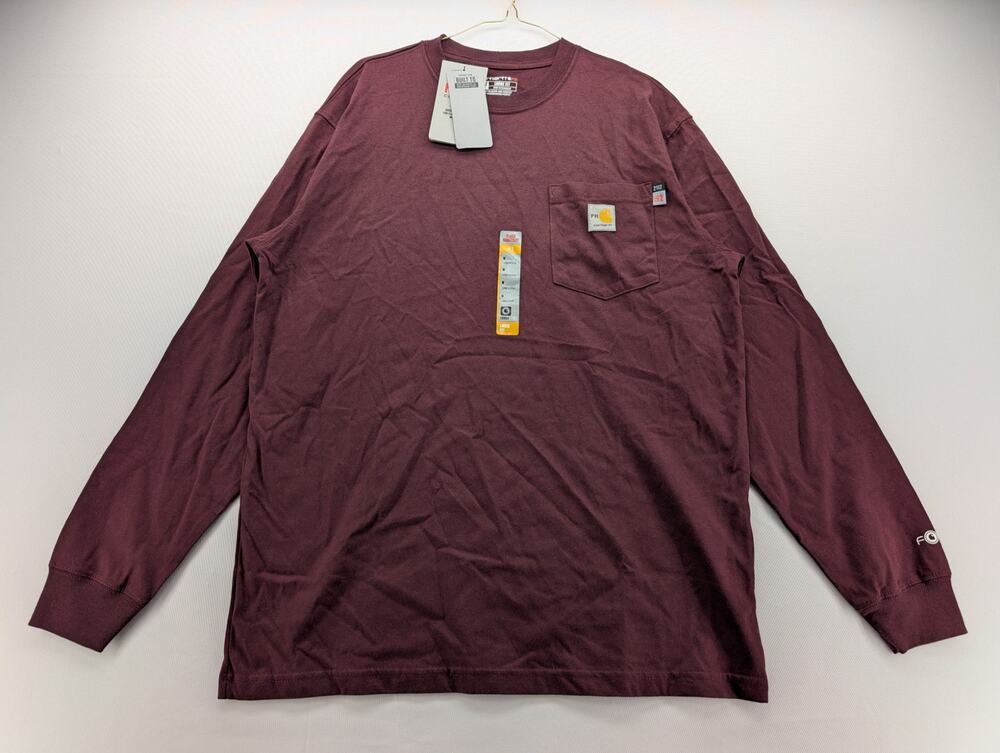 NWT Carhartt FR Force Dearborn Loose LS T-Shirt in Port size Medium
